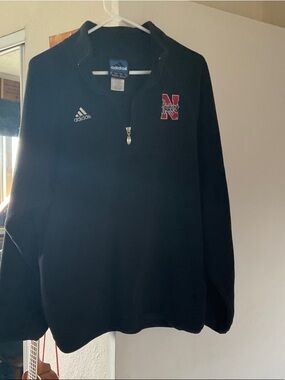 adidas Black Nebraska Huskers Half-Zip Pullover